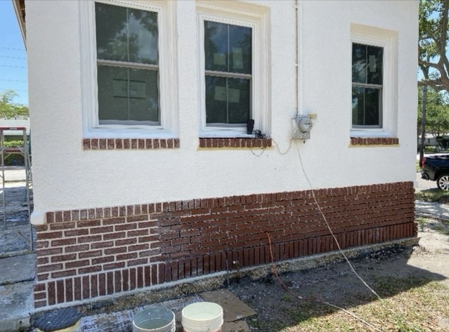 Brickwork and mortar joints on a chimney face — Chimney Repair in Pompano Beach, FL